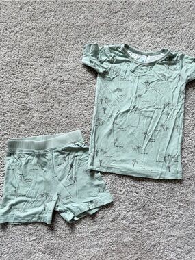 Little One Shop Mint Green Beach Bamboo Short Sleeve Top and Shorts Set 12-18M
